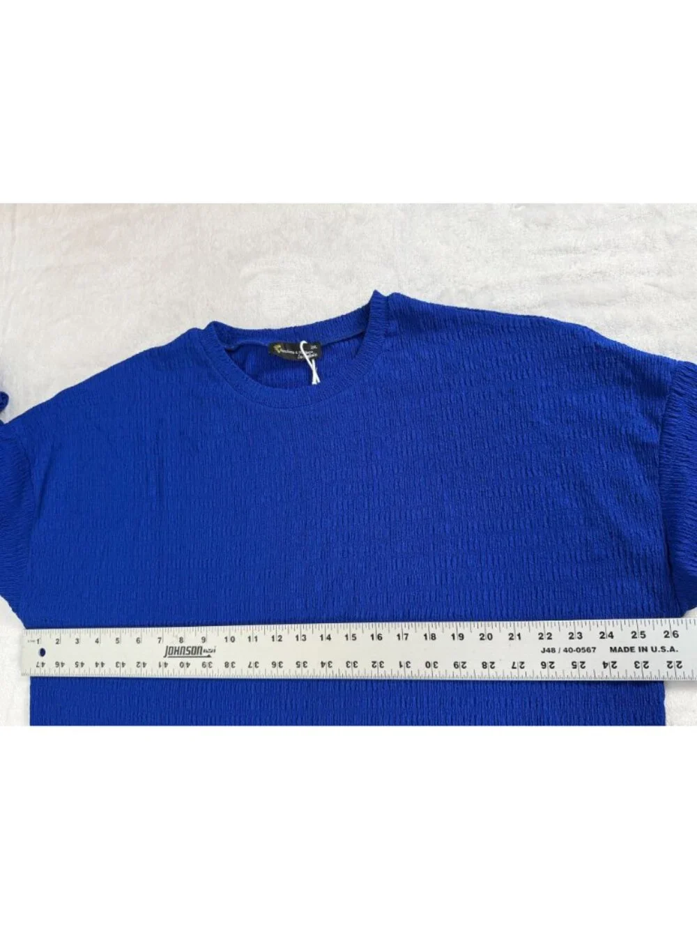 Sunshine & Rodeos Essentials Royal Blue Textured Crinkle Long Sleeve Top 2XL NWT